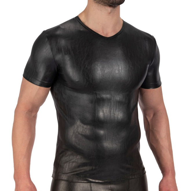 Manstore M2270 V-shirt Leather Look black