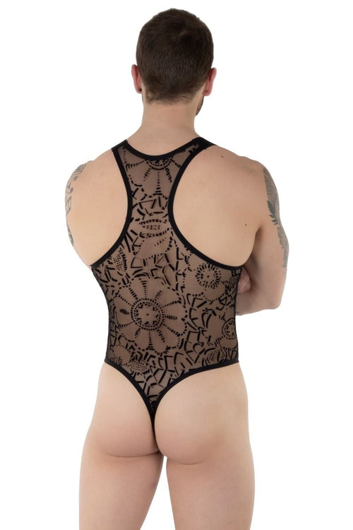 Eros Veneziani 7496 String Body Flock Tattoo <black transparent>