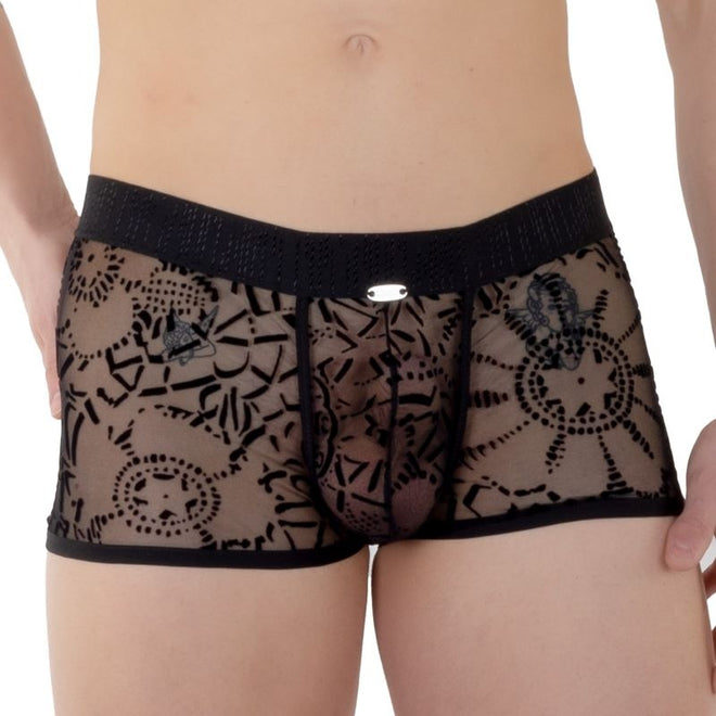 Eros Veneziani 7503 Jocks Boxer Flock Tattoo <black transparent>